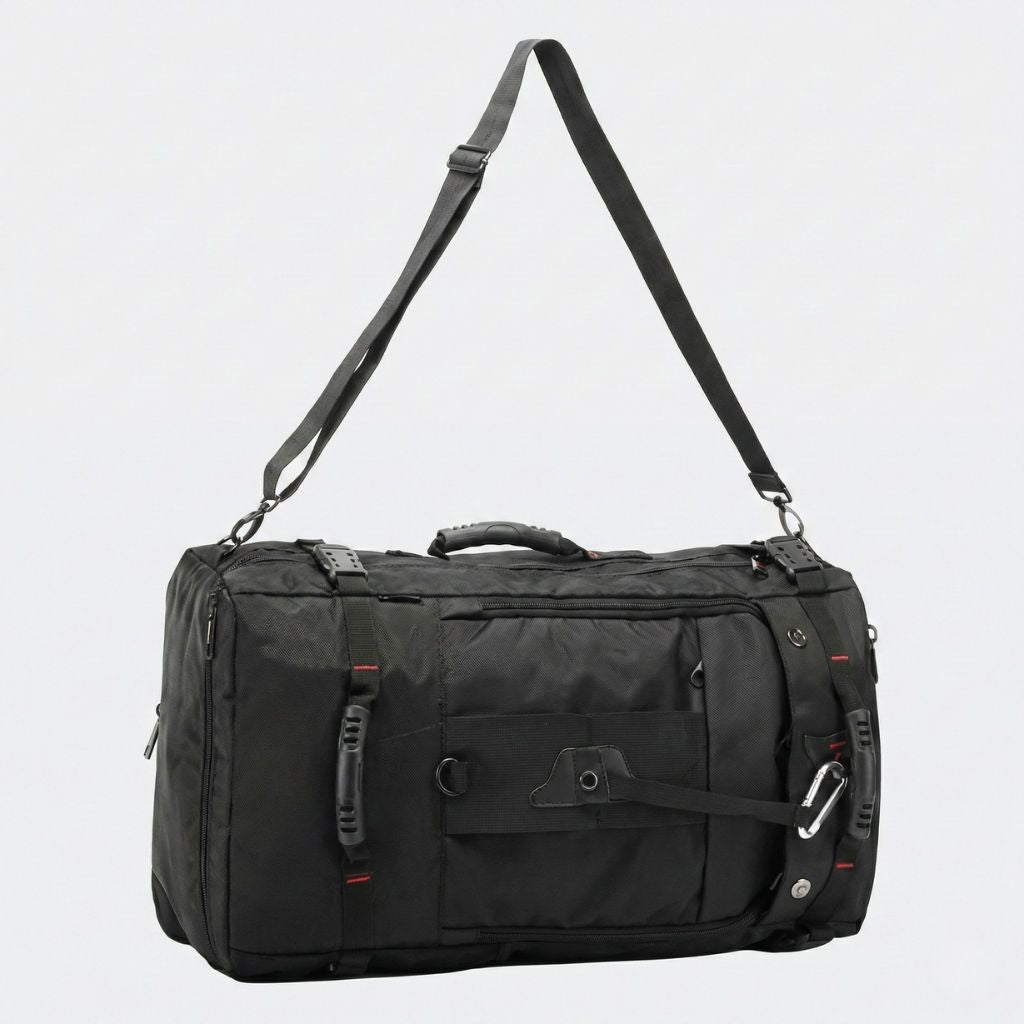 Sac à dos de voyage noir extensible et multipoches avec bandoulière réglable et poignée de transport Image